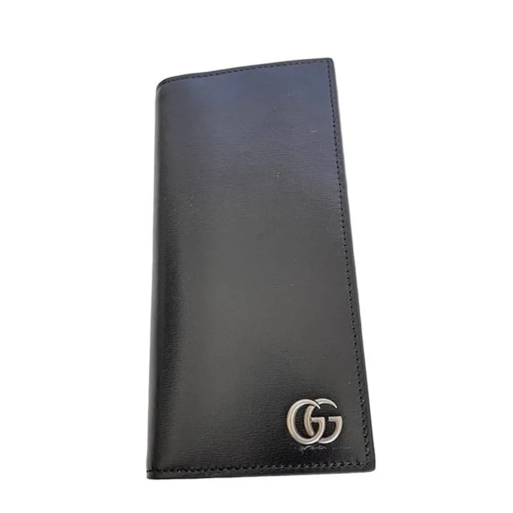 Gucci 428740 Men's Black Leather GG Marmont Vertical Wallet, Boarded Plutone - Picture 8 of 10